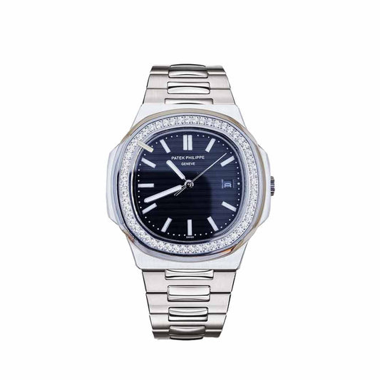 Patek Philippe Nautilus Silver Black Sertie